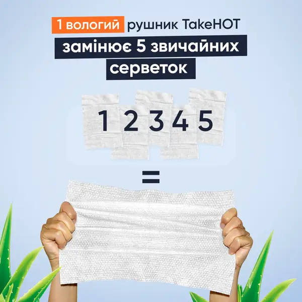 Вологі рушники TakeHot (8 штук, 20х30см) купити недорого в Україні, фото 2